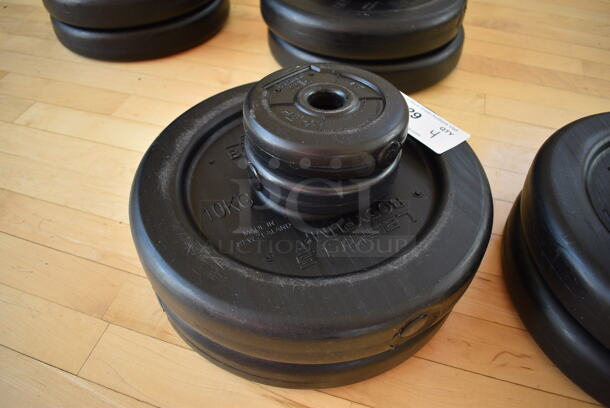 4 Les Mills Body Pump Weight Plates. Two 2.2 Pounds and Two 22 Pounds. BUYER MUST REMOVE. 4 Times Your Bid! (aerobic room)