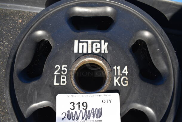 2 Intek Metal 25 Pound Weight Plates. BUYER MUST REMOVE. 12x12x2. 2 Times Your Bid! (weight room - back room)

 - Image 3 of 3
