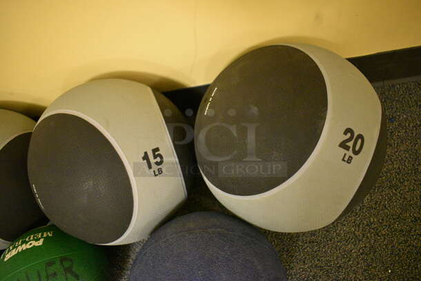 7 Various Medicine Balls; One 4 Pound, One 6 Pound, One 10 Pound, Two 15 Pound and Two 20 Pound. Includes 10x10x10. 7 Times Your Bid! (upstairs - side room) - Image 3 of 7
