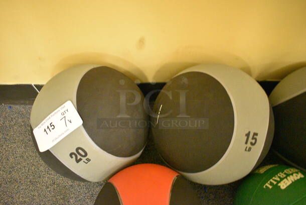7 Various Medicine Balls; One 4 Pound, One 6 Pound, One 10 Pound, Two 15 Pound and Two 20 Pound. Includes 10x10x10. 7 Times Your Bid! (upstairs - side room) - Image 4 of 7
