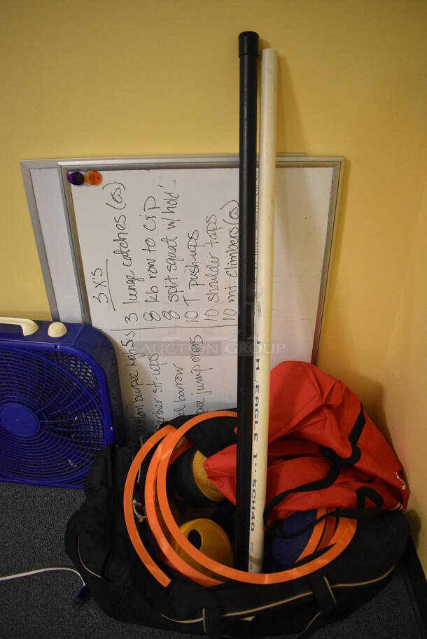 ALL ONE MONEY! Lot of Various Items Including White Boards, Blue Fan and Bag! (upstairs - side room) - Image 2 of 5