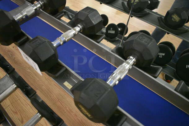 2 Power Systems Metal Black and Chrome Finish 12 Pound Hex Dumbbells. 3.5x11x3.5. 2 Times Your Bid! (upstairs) - Image 2 of 3