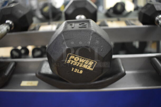 2 Power Systems Metal Black and Chrome Finish 12 Pound Hex Dumbbells. 3.5x11x3.5. 2 Times Your Bid! (upstairs) - Image 3 of 3