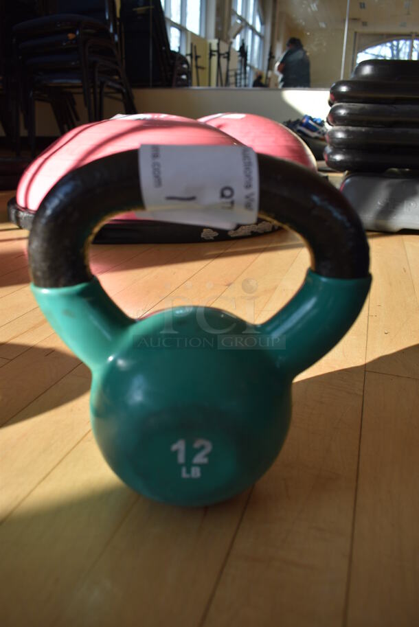 Power Systems Metal Green 12 Pound Kettlebell. 6.5x4x7.5. (aerobic room)
 - Image 2 of 2