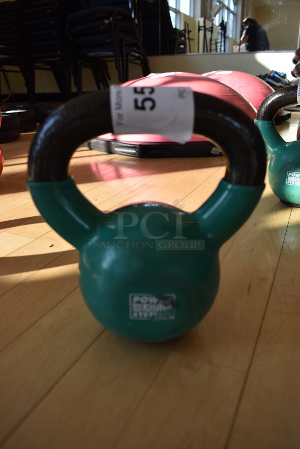 Power Systems Metal Green 12 Pound Kettlebell. 6.5x4x7.5. (aerobic room)
