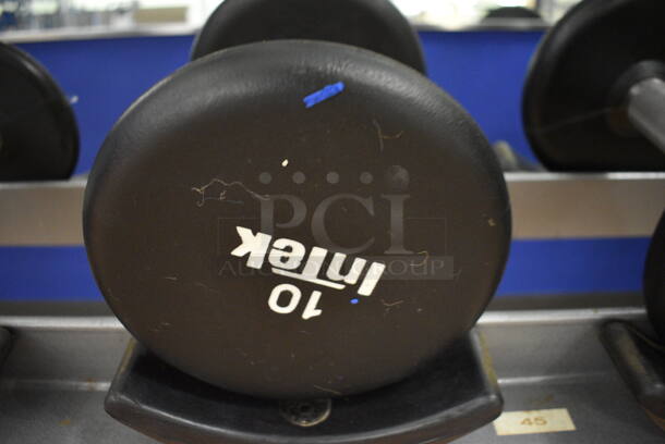 2 Intek Metal Black and Chrome Finish 10 Pound Dumbbells. 6x7.5x6. 2 Times Your Bid! (upstairs) - Image 3 of 3
