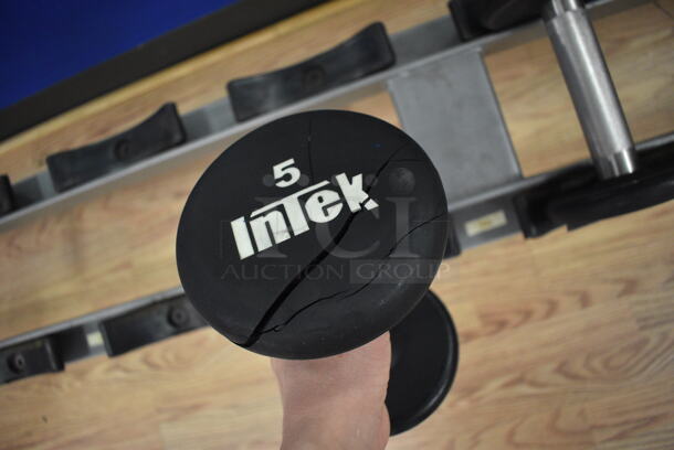 2 Intek Metal Black and Chrome Finish 5 Pound Dumbbells. 5x7.5x5. 2 Times Your Bid! (upstairs) - Image 3 of 3