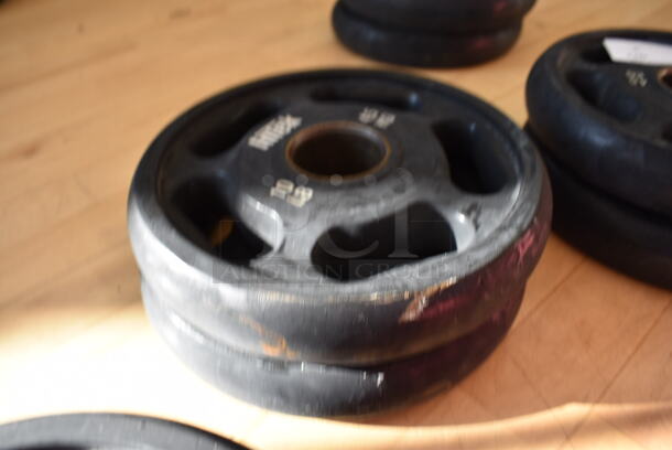 2 Intek Metal 10 Pound Weight Plates. BUYER MUST REMOVE. 2 Times Your Bid! (aerobic room)

 - Image 2 of 3