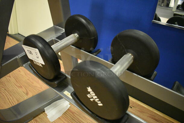 2 Power Systems Metal Black and Chrome Finish 15 Pound Dumbbells. 6x8.5x6. 2 Times Your Bid! (upstairs) - Image 2 of 4