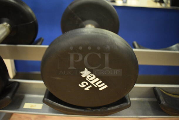2 Power Systems Metal Black and Chrome Finish 15 Pound Dumbbells. 6x8.5x6. 2 Times Your Bid! (upstairs) - Image 4 of 4