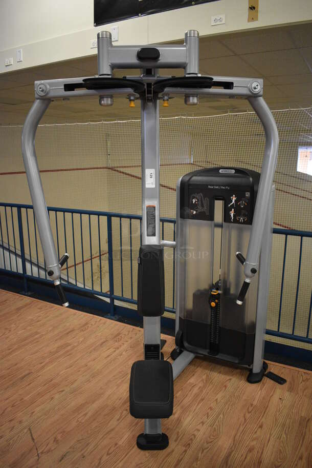 NICE! Precor Metal Commercial Floor Style Rear Delt / Pec Fly Machine. BUYER MUST REMOVE. 43x53x84. (upstairs) This Unit Will Be Moved Down To The First Floor Before Pick Up Day Begins!