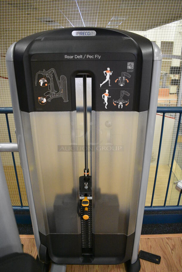 NICE! Precor Metal Commercial Floor Style Rear Delt / Pec Fly Machine. BUYER MUST REMOVE. 43x53x84. (upstairs) This Unit Will Be Moved Down To The First Floor Before Pick Up Day Begins! - Image 4 of 6