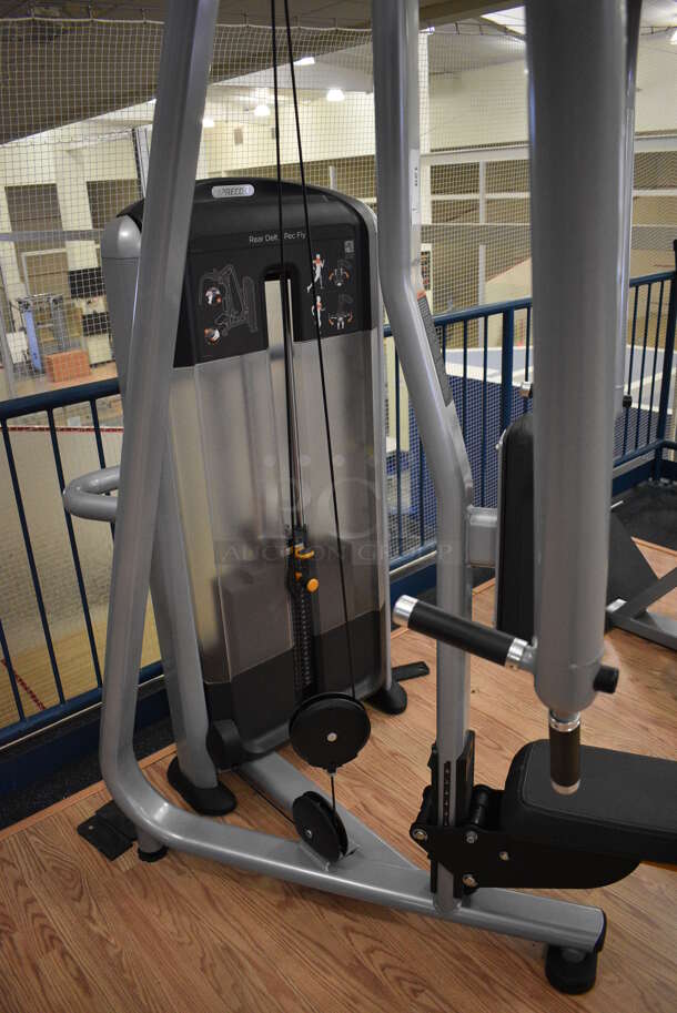 NICE! Precor Metal Commercial Floor Style Rear Delt / Pec Fly Machine. BUYER MUST REMOVE. 43x53x84. (upstairs) This Unit Will Be Moved Down To The First Floor Before Pick Up Day Begins! - Image 6 of 6
