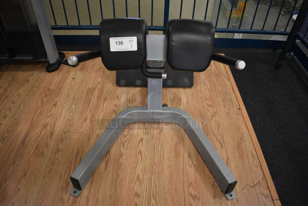 Precor Gray Metal Floor Style Back Extension Bench. BUYER MUST REMOVE. 33x50x32. (upstairs)