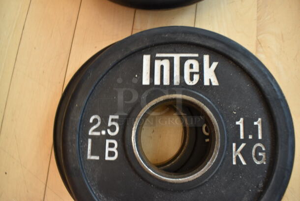 2 Intek Metal 2.5 Pound Weight Plates. BUYER MUST REMOVE. 2 Times Your Bid! (aerobic room)

 - Image 3 of 3