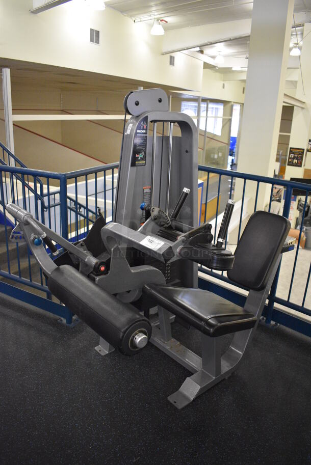 NICE! Precor Metal Commercial Floor Style Seated Leg Curl Machine. BUYER MUST REMOVE. 60x40x62. (upstairs) This Unit Will Be Moved Down To The First Floor Before Pick Up Day Begins!