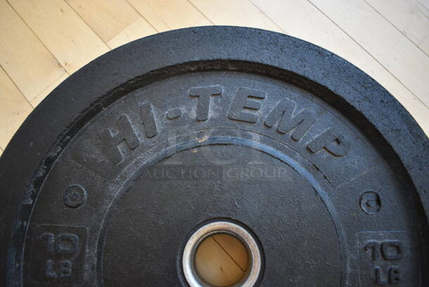 2 Hi Temp Metal 10 Pound Weight Plate. BUYER MUST REMOVE. 2 Times Your Bid! (aerobic room)

 - Image 2 of 3