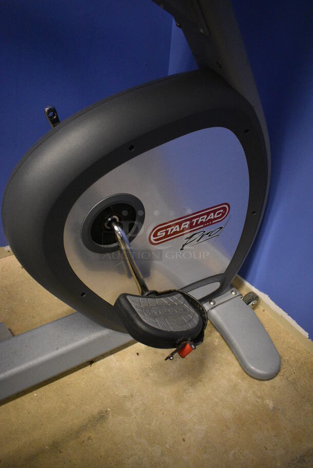 NICE! Star Trac Pro Metal Commercial Floor Style Seated Stationary Bicycle. BUYER MUST REMOVE. 26x70x52. Tested and Does Not Power On. (spin cycle room closet) - Image 5 of 8