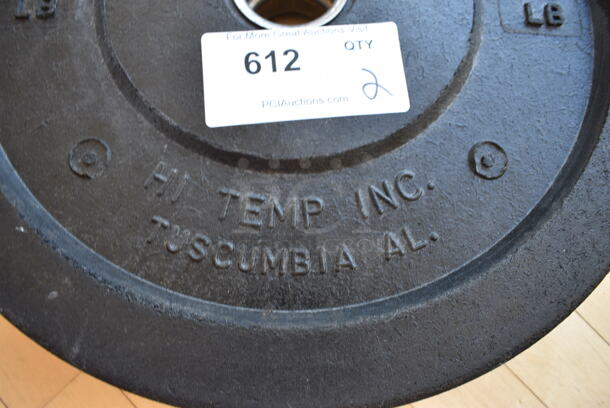 2 Hi Temp Metal 10 Pound Weight Plate. BUYER MUST REMOVE. 2 Times Your Bid! (aerobic room)

 - Image 3 of 3