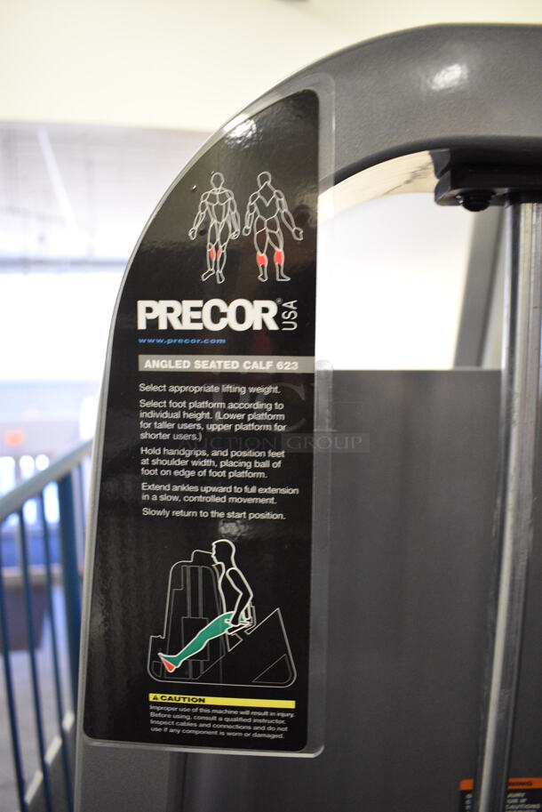 NICE! Precor Metal Commercial Floor Style Angled Seated Calf Machine. BUYER MUST REMOVE. 50x40x62. (upstairs) This Unit Will Be Moved Down To The First Floor Before Pick Up Day Begins! - Image 6 of 7