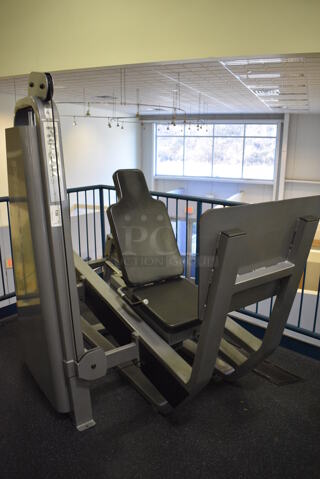 NICE! Precor Metal Commercial Floor Style Leg Press Machine. BUYER MUST REMOVE. 48x80x72. (upstairs) This Unit Will Be Moved Down To The First Floor Before Pick Up Day Begins!