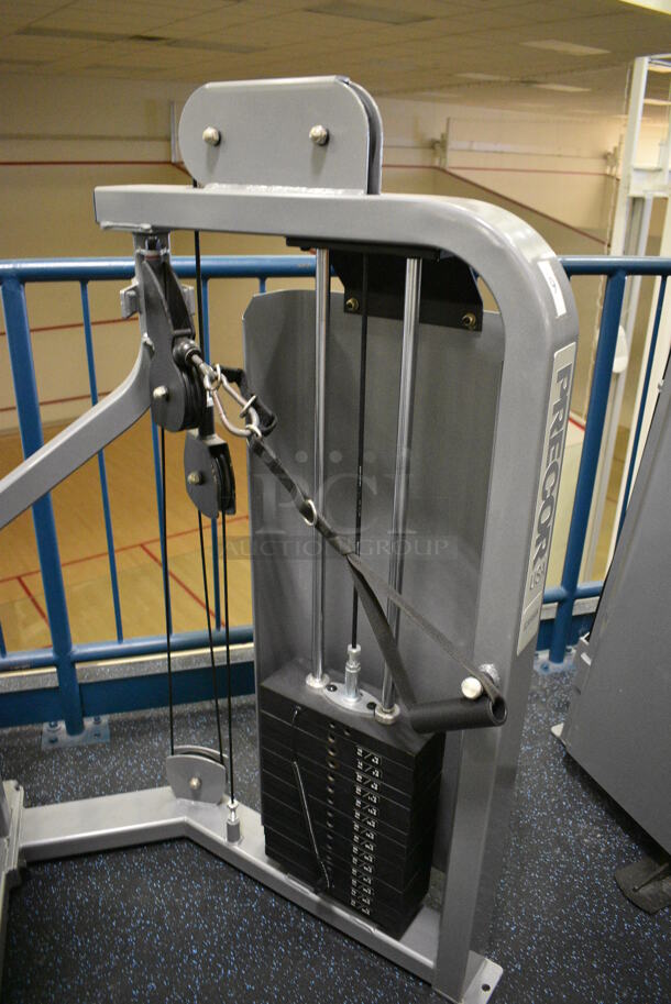 NICE! Precor Metal Commercial Floor Style Chest Press Machine. BUYER MUST REMOVE - Unit May Need Disassembly For Removal. 70x50x53. (upstairs) This Unit Will Be Moved Down To The First Floor Before Pick Up Day Begins! - Image 3 of 6
