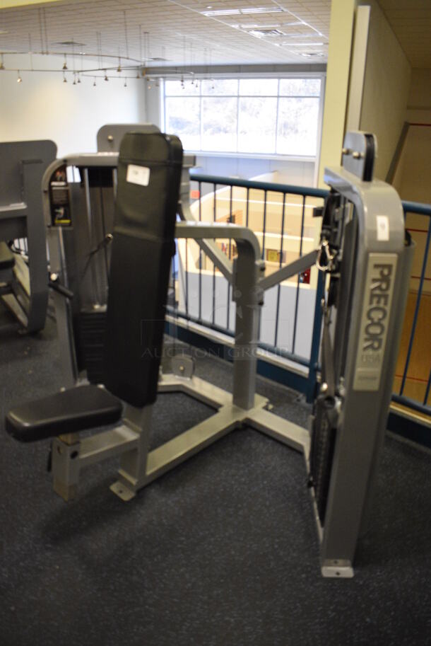 NICE! Precor Metal Commercial Floor Style Chest Press Machine. BUYER MUST REMOVE - Unit May Need Disassembly For Removal. 70x50x53. (upstairs) This Unit Will Be Moved Down To The First Floor Before Pick Up Day Begins! - Image 5 of 6