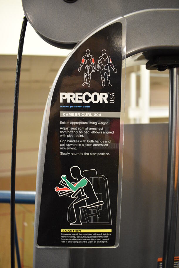NICE! Precor Metal Commercial Floor Style Camber Curl Machine. BUYER MUST REMOVE. 46x39x63. (upstairs) This Unit Will Be Moved Down To The First Floor Before Pick Up Day Begins! - Image 4 of 6