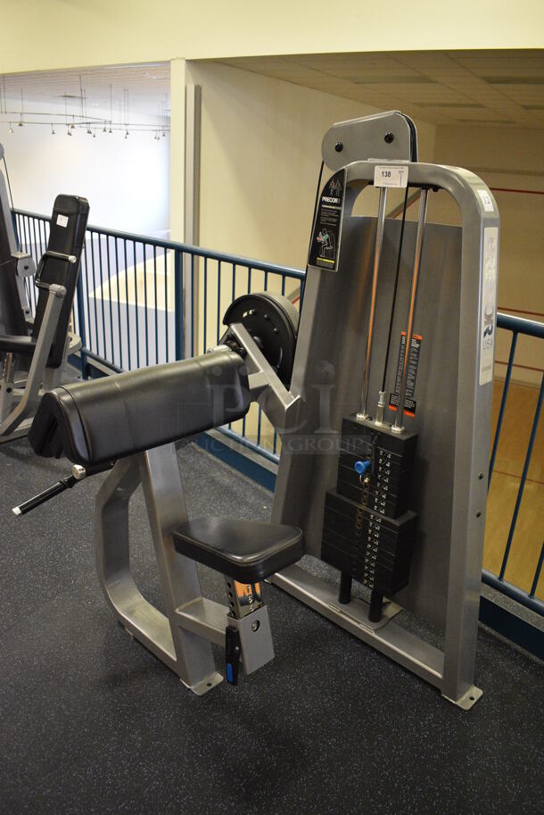 NICE! Precor Metal Commercial Floor Style Camber Curl Machine. BUYER MUST REMOVE. 46x39x63. (upstairs) This Unit Will Be Moved Down To The First Floor Before Pick Up Day Begins! - Image 6 of 6
