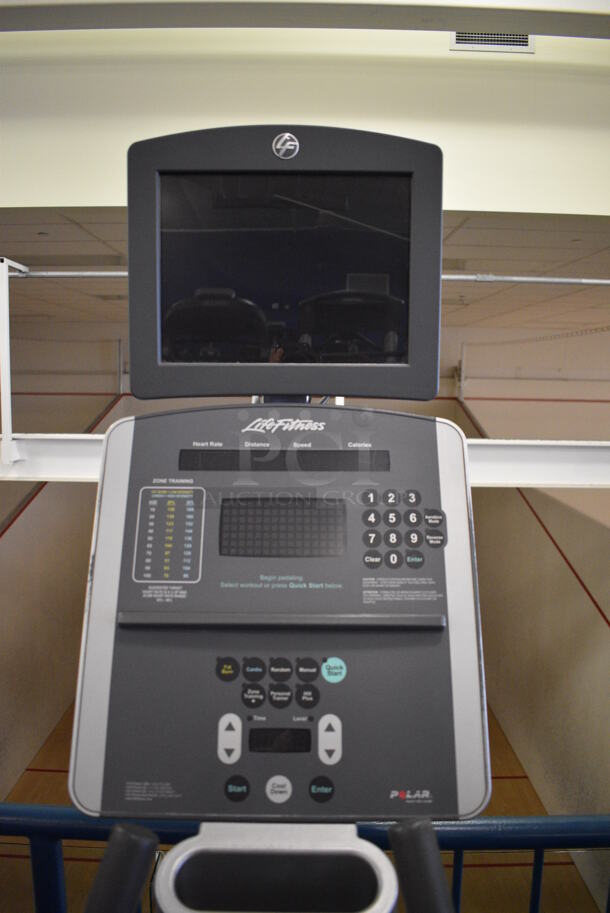 NICE! Precor Model 95xi Experience Metal Floor Style Elliptical Cross Trainer Machine w/ Life Fitness Model LCD-0201 Monitor. BUYER MUST REMOVE. 33x85x75. Tested and Working! (upstairs) This Unit Will Be Moved Down To The First Floor Before Pick Up Day Begins! - Image 7 of 8