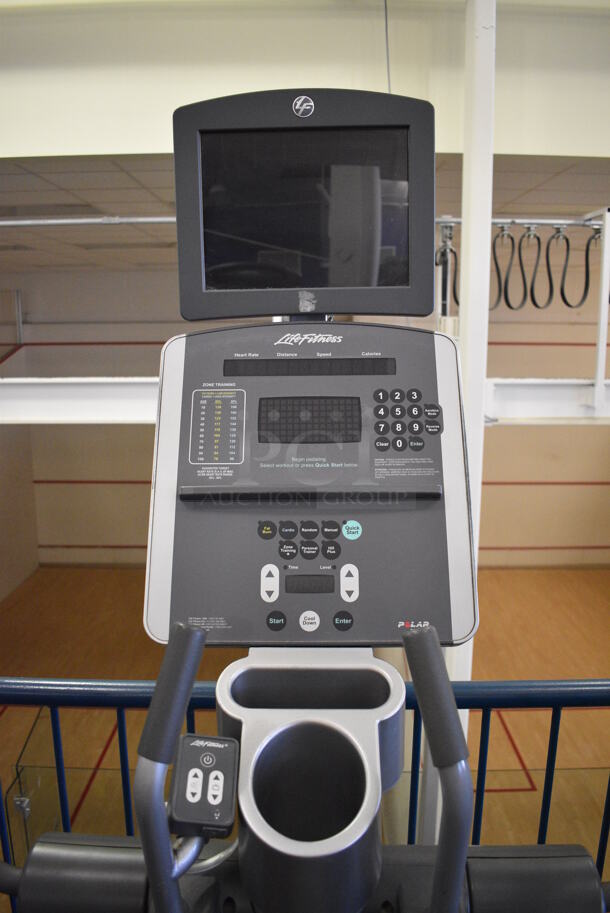 NICE! Precor Model 95xi Experience Metal Floor Style Elliptical Cross Trainer Machine w/ Life Fitness Model LCD-0201 Monitor. BUYER MUST REMOVE. 33x85x75. Tested and Working! (upstairs) This Unit Will Be Moved Down To The First Floor Before Pick Up Day Begins! - Image 6 of 7