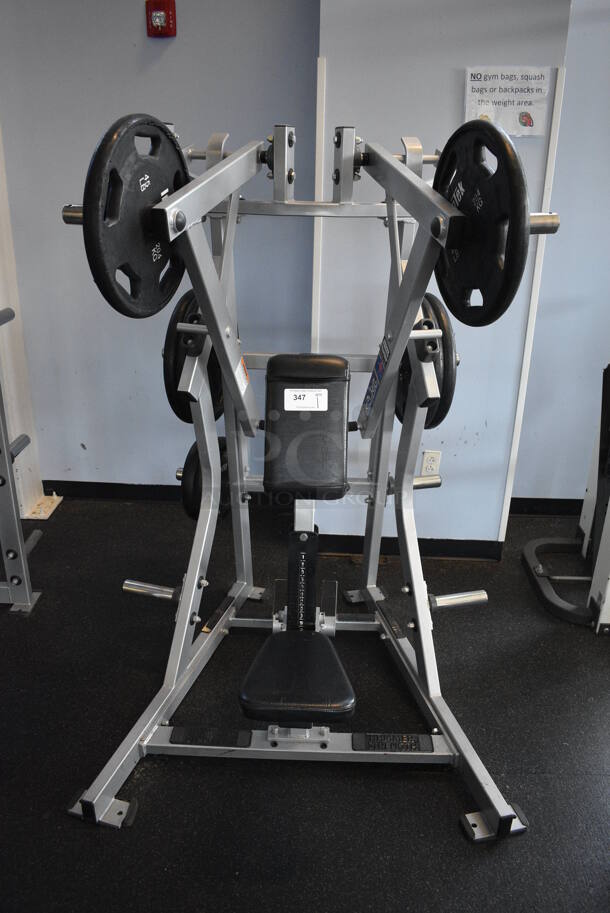 NICE! Hammer Strength Gray Metal Floor Style Iso-lateral Low Row Machine. Does Not Come w/ Weight Plates. BUYER MUST REMOVE. 51x58x67. (weight room)