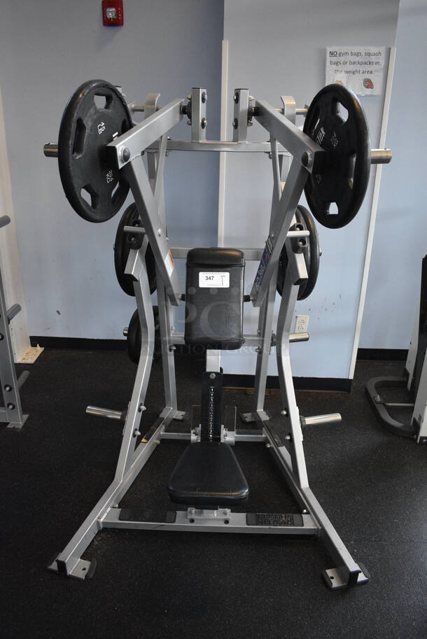 NICE! Hammer Strength Gray Metal Floor Style Iso-lateral Low Row Machine. Does Not Come w/ Weight Plates. BUYER MUST REMOVE. 51x58x67. (weight room) - Image 1 of 7