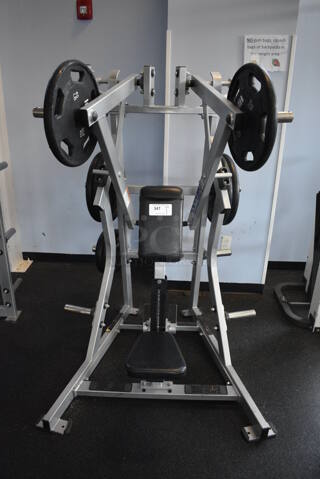 NICE! Hammer Strength Gray Metal Floor Style Iso-lateral Low Row Machine. Does Not Come w/ Weight Plates. BUYER MUST REMOVE. 51x58x67. (weight room)