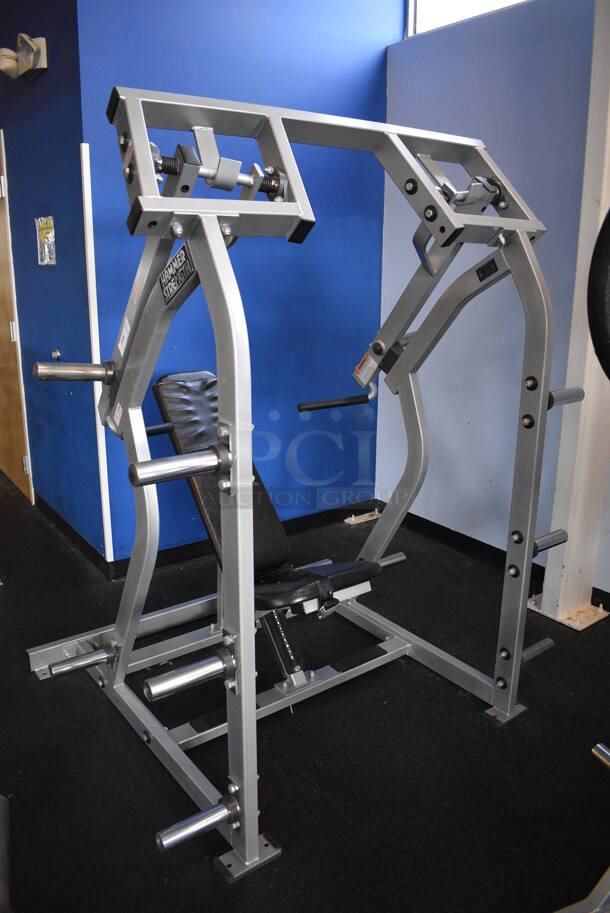 NICE! Hammer Strength Gray Metal Floor Style Iso-lateral Shoulder Press Machine. BUYER MUST REMOVE - Unit May Need Disassembly For Removal. 60x55x73. (weight room) - Image 2 of 7