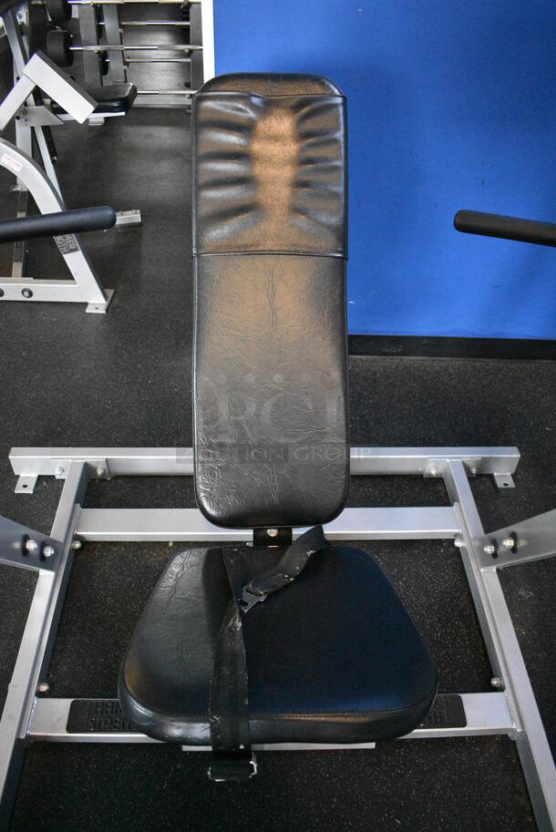 NICE! Hammer Strength Gray Metal Floor Style Iso-lateral Shoulder Press Machine. BUYER MUST REMOVE - Unit May Need Disassembly For Removal. 60x55x73. (weight room) - Image 3 of 7