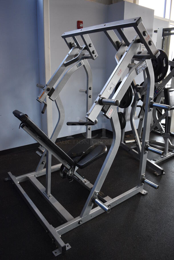 NICE! Hammer Strength Gray Metal Floor Style Iso-lateral Shoulder Press Machine. BUYER MUST REMOVE - Unit May Need Disassembly For Removal. 60x55x73. (weight room) - Image 6 of 7
