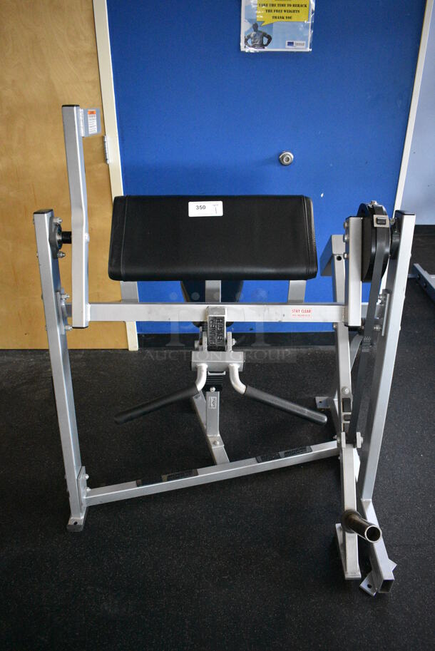 NICE! Hammer Strength Gray Metal Floor Style Seated Bicep Machine. BUYER MUST REMOVE. 44x42x52. (weight room)