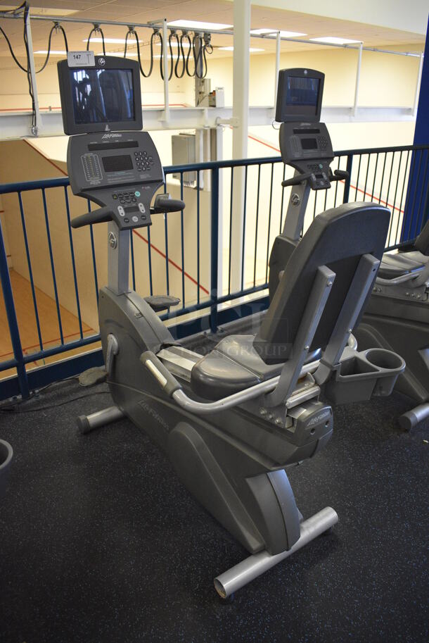 NICE! Precor Model 95Ri Experience Metal Floor Style Seated Stationary Bicycle Machine w/ Life Fitness Monitor. BUYER MUST REMOVE. 28x59x62. Tested and Working! (upstairs) This Unit Will Be Moved Down To The First Floor Before Pick Up Day Begins!