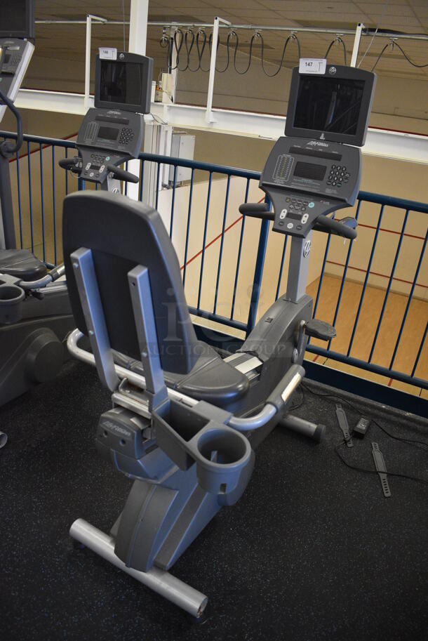 NICE! Precor Model 95Ri Experience Metal Floor Style Seated Stationary Bicycle Machine w/ Life Fitness Monitor. BUYER MUST REMOVE. 28x59x62. Tested and Working! (upstairs) This Unit Will Be Moved Down To The First Floor Before Pick Up Day Begins! - Image 2 of 7
