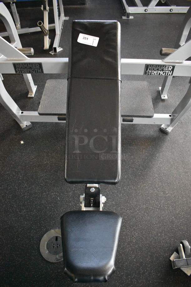 NICE! Hammer Strength Gray Metal Floor Style Incline Bench Press w/ Olympic Bar. BUYER MUST REMOVE - Unit May Need Disassembly For Removal. 66x64x60. (weight room) - Image 7 of 8