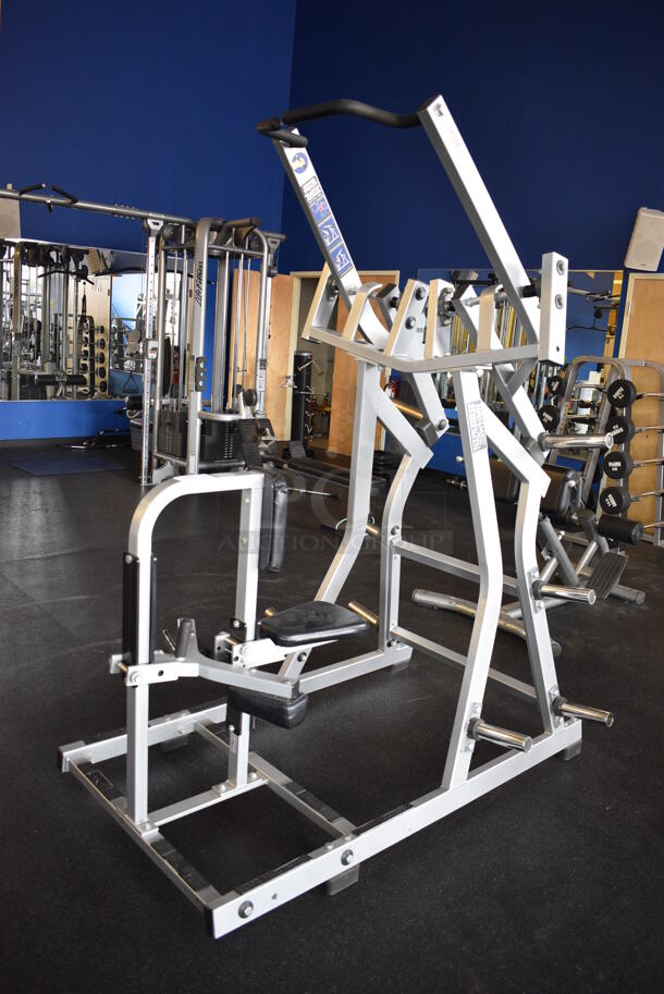 NICE! Hammer Strength Gray Metal Floor Style Iso-lateral Front Lat Pulldown Machine. BUYER MUST REMOVE - Unit May Need Disassembly For Removal. 52x67x81. (weight room) - Image 3 of 11