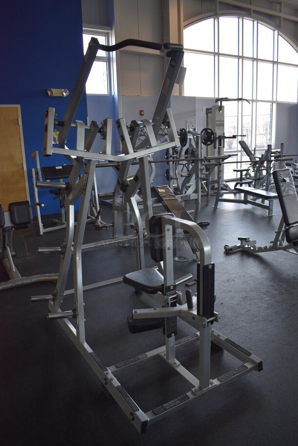 NICE! Hammer Strength Gray Metal Floor Style Iso-lateral Front Lat Pulldown Machine. BUYER MUST REMOVE - Unit May Need Disassembly For Removal. 52x67x81. (weight room) - Image 7 of 11