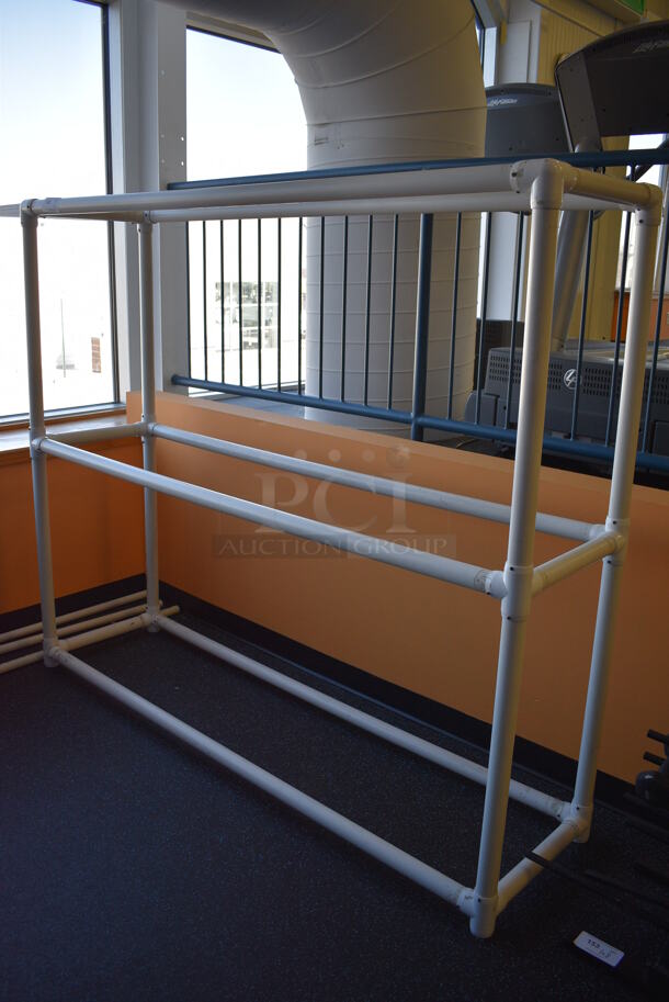 White Poly Stability Ball Shelf. 76x20x65. (upstairs) - Image 1 of 3