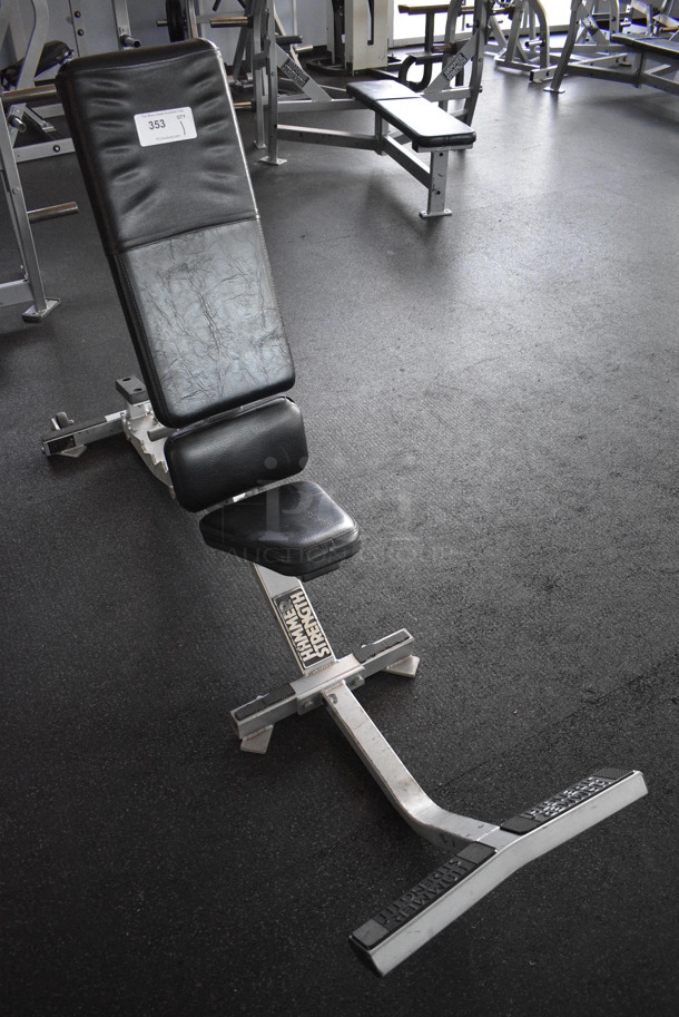 NICE! Hammer Strength Gray Metal Floor Style Seated Bench. BUYER MUST REMOVE. 24x70x44. (weight room) - Image 2 of 7