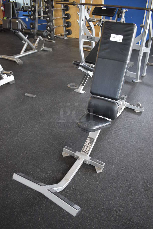 NICE! Hammer Strength Gray Metal Floor Style Seated Bench. BUYER MUST REMOVE. 24x70x44. (weight room) - Image 3 of 7