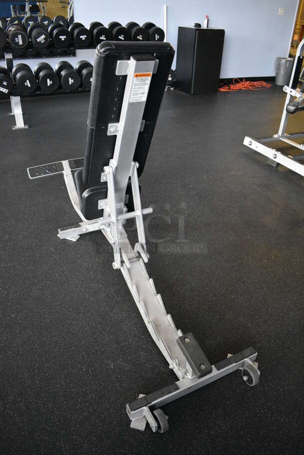 NICE! Hammer Strength Gray Metal Floor Style Seated Bench. BUYER MUST REMOVE. 24x70x44. (weight room) - Image 5 of 7