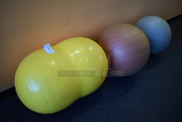3 Various Stability Balls. includes 17x17x17. 3 Times Your Bid! (upstairs)