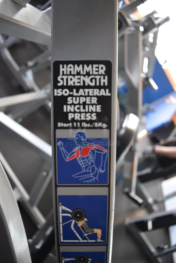 NICE! Hammer Strength Gray Metal Floor Style Iso-lateral Super Incline Press Machine. BUYER MUST REMOVE - Unit May Need Disassembly For Removal. 58x57x60. (weight room) - Image 8 of 12