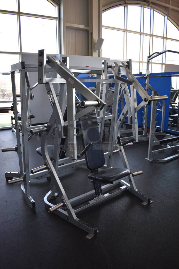NICE! Hammer Strength Gray Metal Floor Style Iso-lateral Bench Press Machine. BUYER MUST REMOVE - Unit May Need Disassembly For Removal. 66x44x72. (weight room) - Image 2 of 9